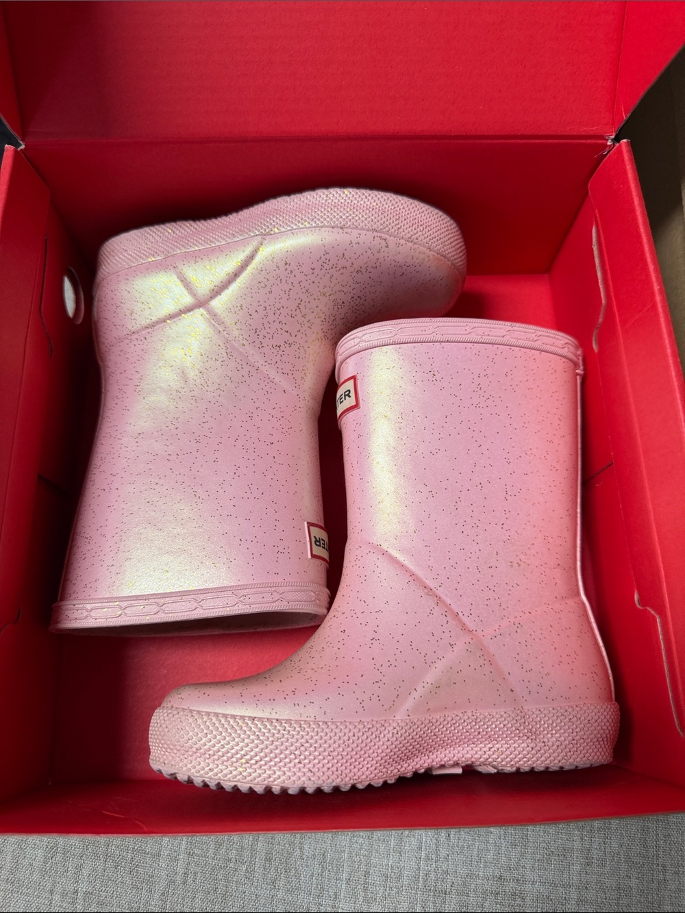Hunter Pink Glitter Kids Rain Boots